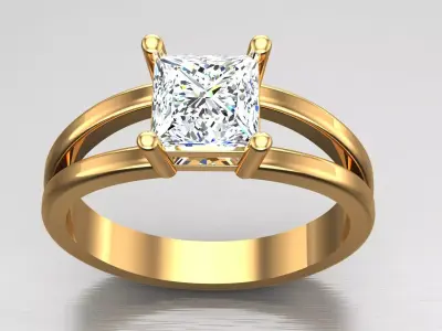 Solitaire Diamond Ring 6 3D print model