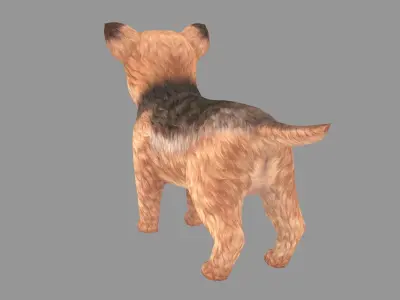 Cartoon pet puppy - Yorkshire - baby dog Low-poly 3D model