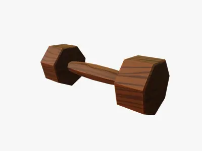 Cartoon Wooden Dumbell Low-poly 3D model