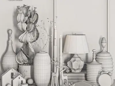 decorative set 64 Low-poly 3D model