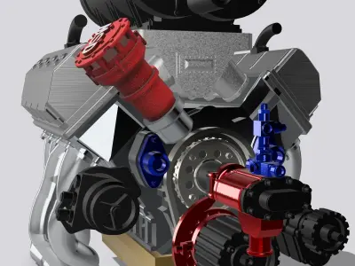 PSI Blown HEMI Outlaw Extreme Motor Complete 3D print model