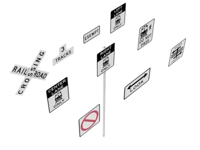 Road Sign US R15 Series Rail And Light Rail 3D model