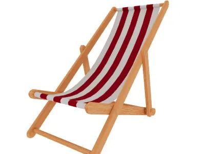 Striped Deck Chair  Low-poly 3D model