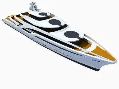 Concept Yellow Deck Luxury Yacht 3D model