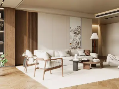 Modern living room 3D model 3D model