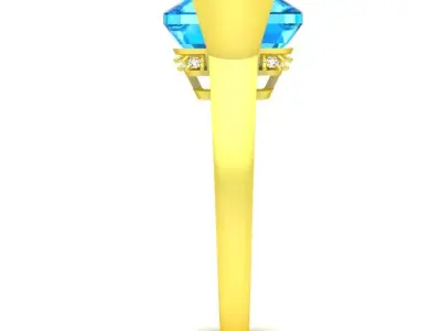 Luxury Square Cut Blue Gemstone Ring with Accent Stones 125a 3D print model