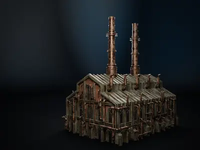 STEAMPUNK INDUSTRIAL BUILDING 3 Low-poly 3D model