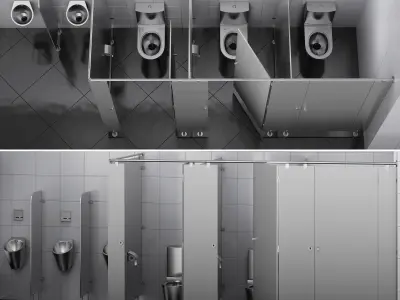 Sanitary partitions for public toilets FunderMax 2 3D model