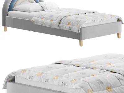 Rainbow Kids Velvet Finish Bed 3D model