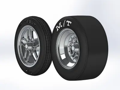 Set of wheels Billet Comp 7 for scale model dragster 3D print model