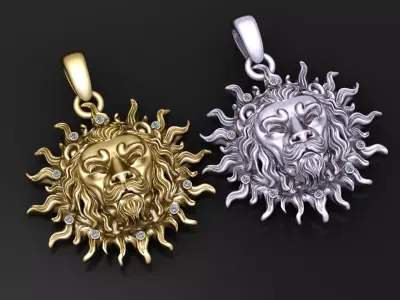 Golden Sun God Pendant 3D print model