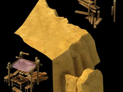 Game Mountain Building - Bamboo Frame 1 3D model