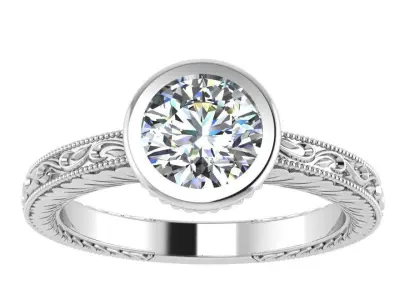 Round Bezel Setting Engraving Ring 1744 3D print model
