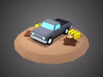 Low Poly Old Farm Truck Free low-poly 3D model
