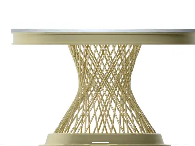 White Marble Round and Gold Dining Table Free 3D model