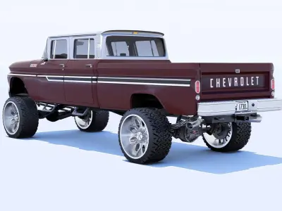 Pickup 1963 C30 4 Door Long Bed 3D model