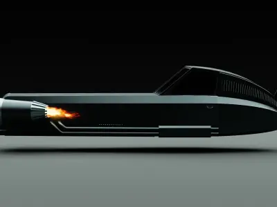 Game ready retro-futuristic car Low-poly 3D model