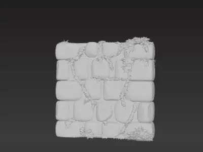 Collapsed Brick Barrier  Damaged Wall with Exposed Rebar Low-poly 3D model purchase