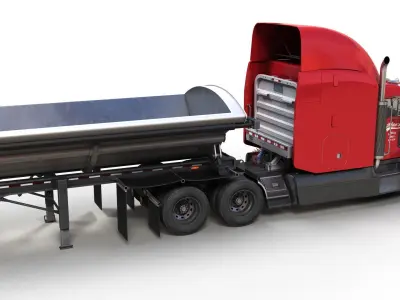 Peterbilt 377 side dump trailer Low-poly 3D model