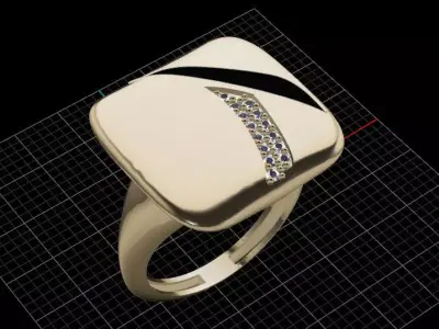 Luxury enamel and jewelry women ring 3D print model
