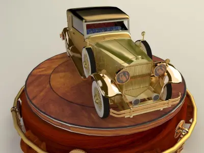 Chinese display stand with antique car 3D model