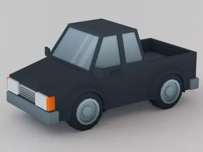 Cartoon Low Poly Car 03 - Pickup Truck Low-poly 3D model