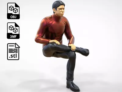 N4 Sitting man waiting  3D print model