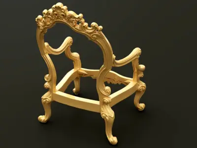 Classic Baroque Style Wooden Chair Base for CNC 3D model