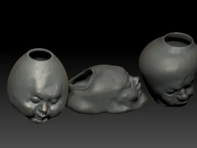 FACE-VASE silver skull 3D print model