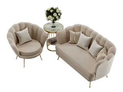SHELL SOFA AND ARMCHAIR 3D model