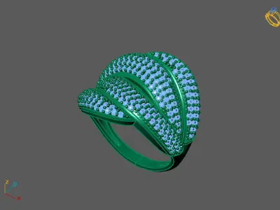 STL 3DM Print Ready Women Diamond Ring Lightweight Printable  3D print model 58