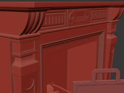 Classic Stone Fireplace 3D model