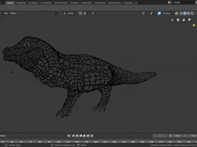 GREASE PENCIL crocodile 3D model
