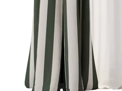 Patterned curtain rod with tulle 63 HBH Low-poly 3D model