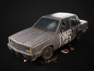 Old Sedan PBR Game Ready Low-poly 3D model