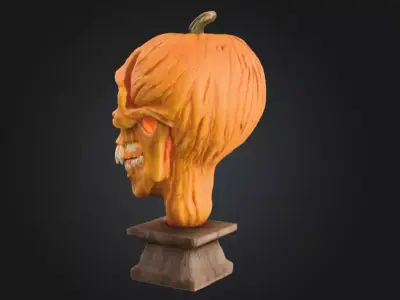 Pumpkin Skull Horror Bust Low-poly 3D model