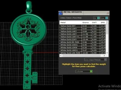 Stylish Diamond Key Pendant 3d Printable Model  3D print model