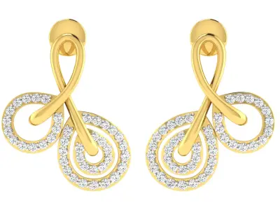 Solitaire Women Drop Earrings 3dm STL OBJ FBX Renders Details 3D print model