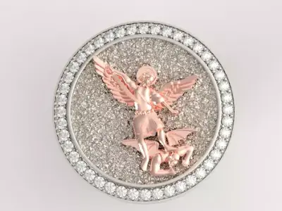 Saint michael signet men ring design 3D print model