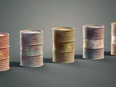 Old oil barrels Free low-poly 3D model