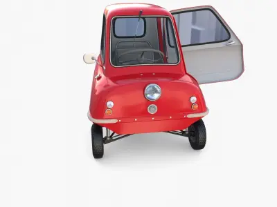 Peel P50 Red with interior and chassis 3D model