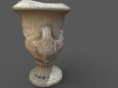 Exterior 2-sided LOW POLY antique photorealistic vase  Low-poly 3D model