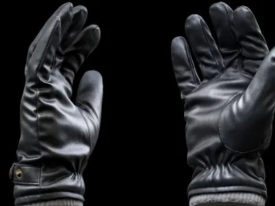 Leather Gloves 004 Low-poly 3D model