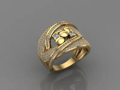 STL 3DM Print Ready Women Diamond Ring Lightweight Printable  3D print model 55
