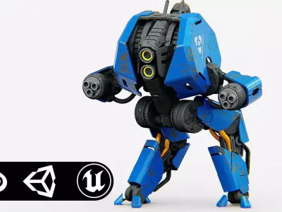 COMBAT DROID HEXA Rigged for Unreal Engine - Unity - MIXAMO 3D model