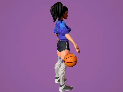 Basket girl Low-poly 3D model