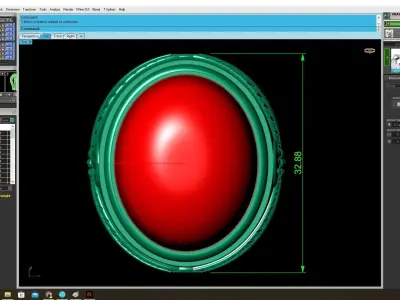 Oval Gem Leaf Pattern Ring for Men 3838 3D print model