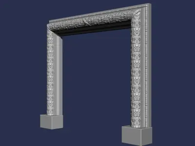 Oak Leaves Fireplace Mantel 3D model