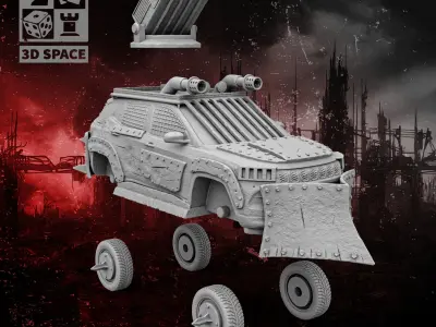 A car with a battering ram 3D print model