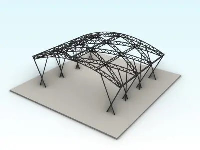 Truss beam - Cylindrical roof model 3D model